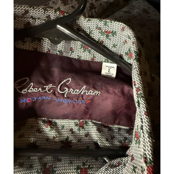 Robert Graham Modern Americana Button Shirt Geo Floral AOP Mens L Preppy - Picture 4 of 6